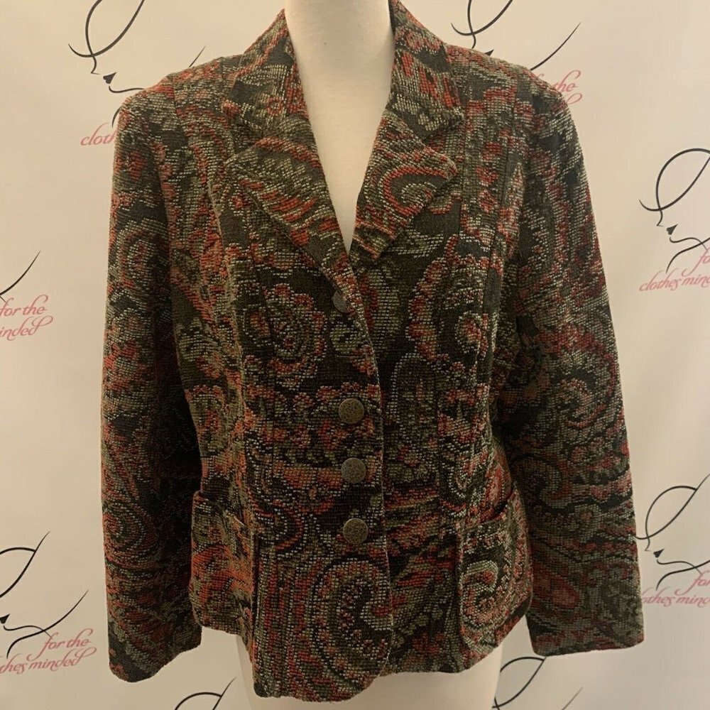 VTG Howard Wolf. Size 14. Bust 40". USA. Tapestry Jacket. Lined. Fitted. DD